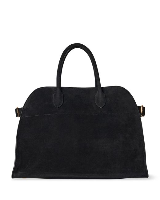 The Row Black Suede Soft Margaux 15 Top-handle Bag