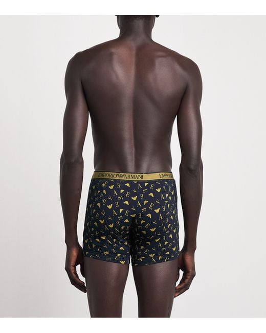 Emporio Armani Blue Stretch-Cotton Logo Boxer Briefs for men