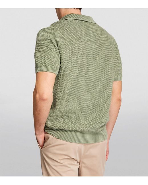 Corneliani Green Cotton Knit Polo Shirt for men