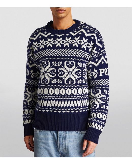 Polo Ralph Lauren Blue Wool-blend Fair Isle Sweater for men