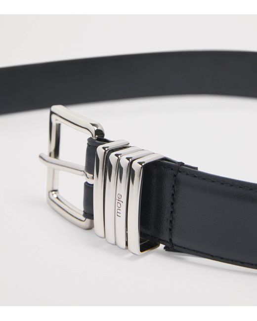 Maje Black Leather Multi-Ring Belt