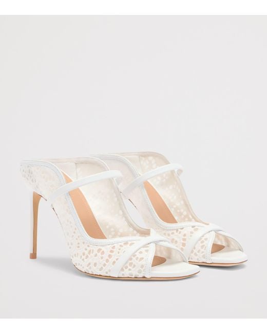 Malone Souliers White Broderie And Mesh Noah Heeled Mules 90