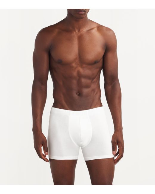 Hanro White Cotton Superior Boxer Briefs for men