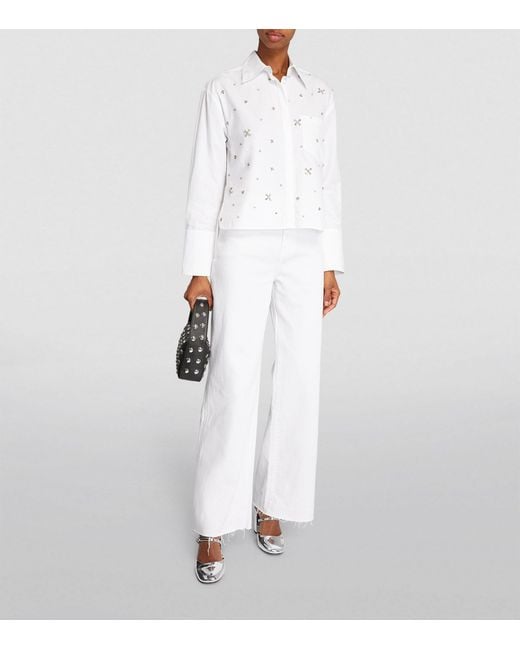 MAX&Co. White Sequin And Rhinestone-embellished Shirt