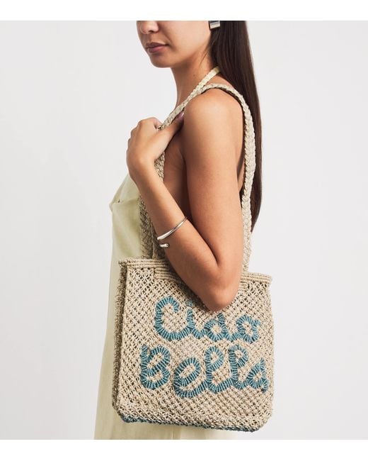 The Jacksons Blue Jute Ciao Bella Tote Bag