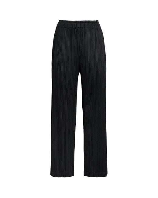 Pleats Please Issey Miyake Black Light Wave Wide-Leg Trousers