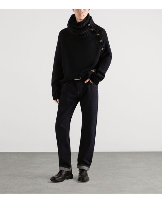 Dolce & Gabbana Blue Embroidered-Pocket Straight Jeans for men