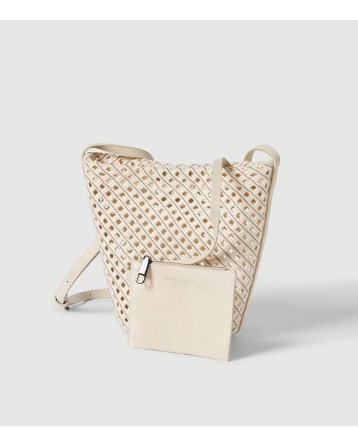 Brunello Cucinelli White Cotton Woven Bucket Bag