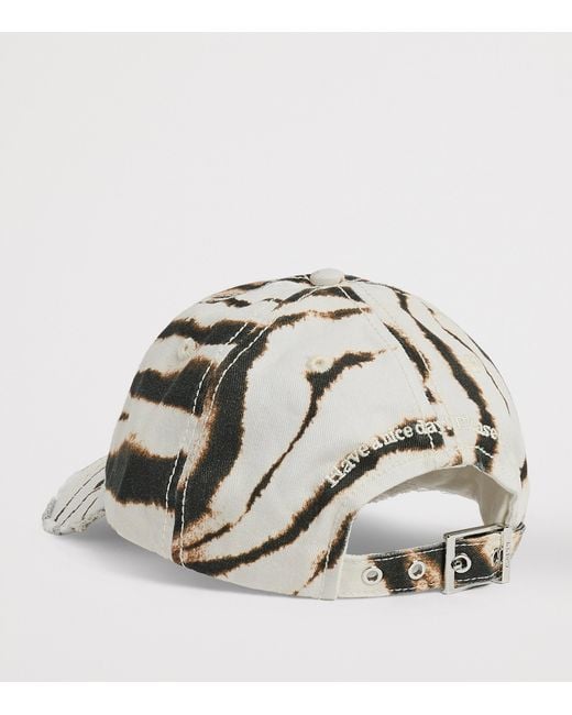 Ganni Metallic Organic Canvas Zebra Baseball Cap