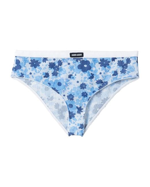 Miu Miu Blue Floral Print Bikini Briefs