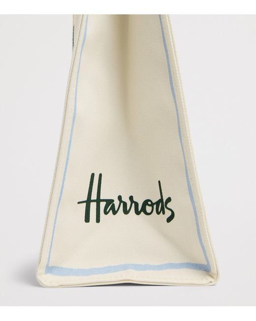 Harrods White Small Canvas City Stories Tote Bag