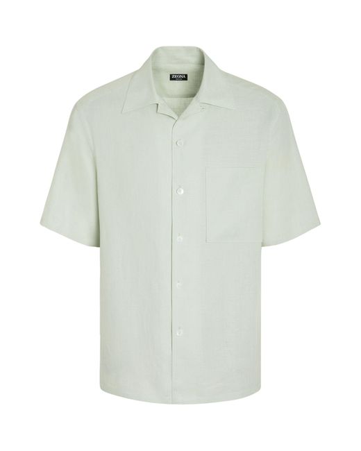 Zegna White Oasi Linen Shirt for men
