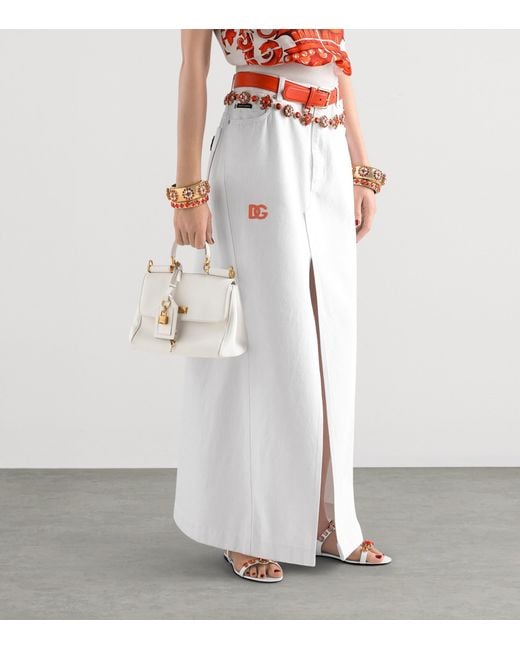 Dolce & Gabbana White Leather My Sicily Top-Handle Bag