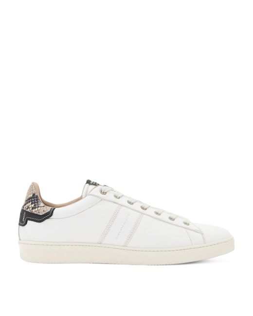 AllSaints White Leather Leon Low-Top Sneakers for men