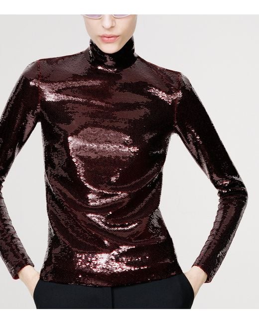 Tom Ford Purple Sequinned Rollneck Top