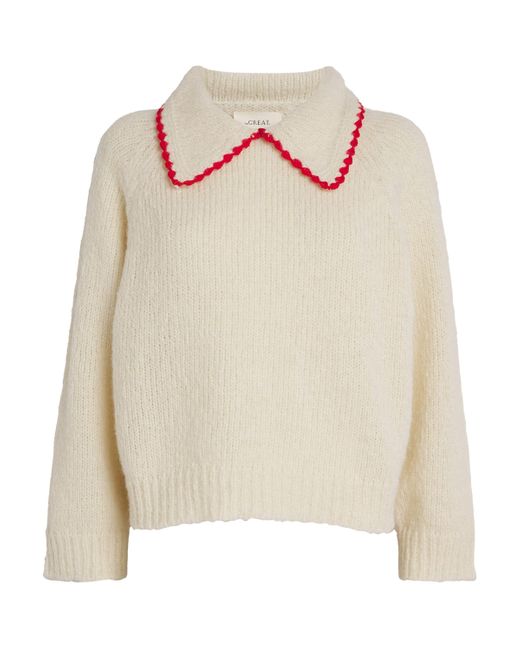 The Great White Alpaca-Blend Crochet-Collar Sweater