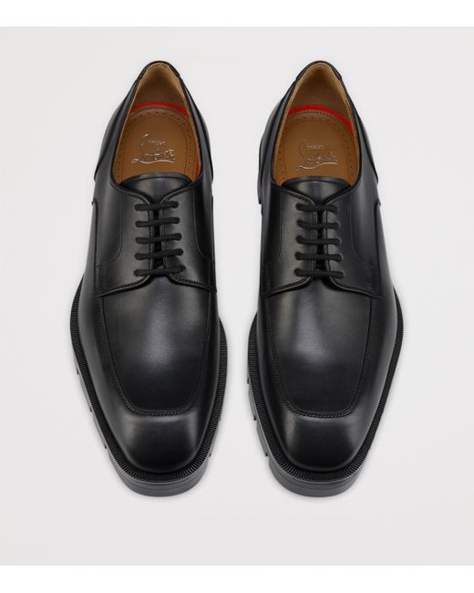 Christian Louboutin Black Davisol Lion Leather Derby Shoes for men