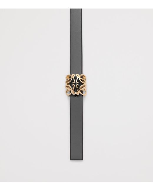 Loewe White Leather Reversible Bombe Anagram Belt