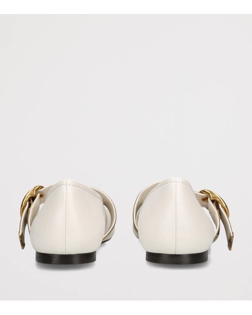 Burberry White Leather Robin Ballet Flats