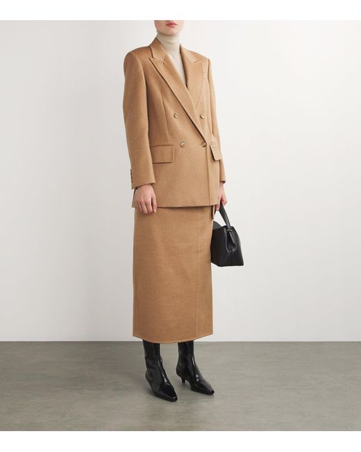 Max Mara Natural Camel Hair Double-Breasted Blazer
