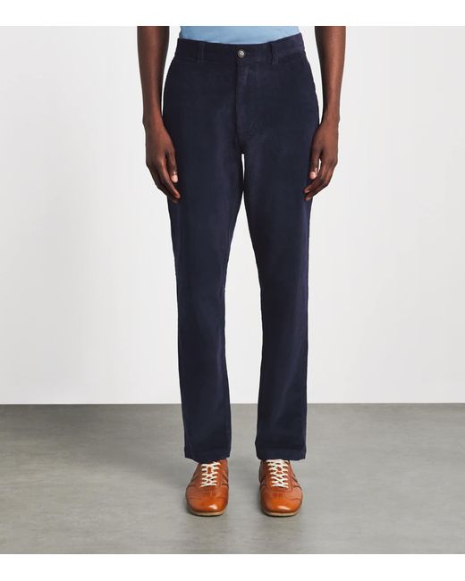 Barbour Blue Stretch-Cotton Corduroy Tailored Trousers for men