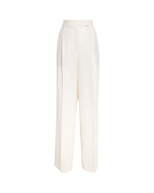 Rohe White Wool-Blend Wide-Leg Trousers