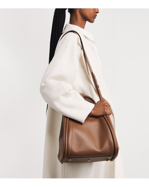 Max Mara Brown Small Leather Marine Top-Handle Bag