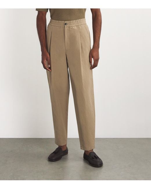 Giorgio Armani Linen-Cotton Straight Chinos in Natural for Men | Lyst