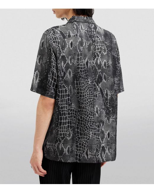 AllSaints Gray Snakeskin Print Skrale Shirt for men