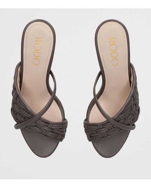 Rodo Gray Leather Mabella Heeled Mules 80