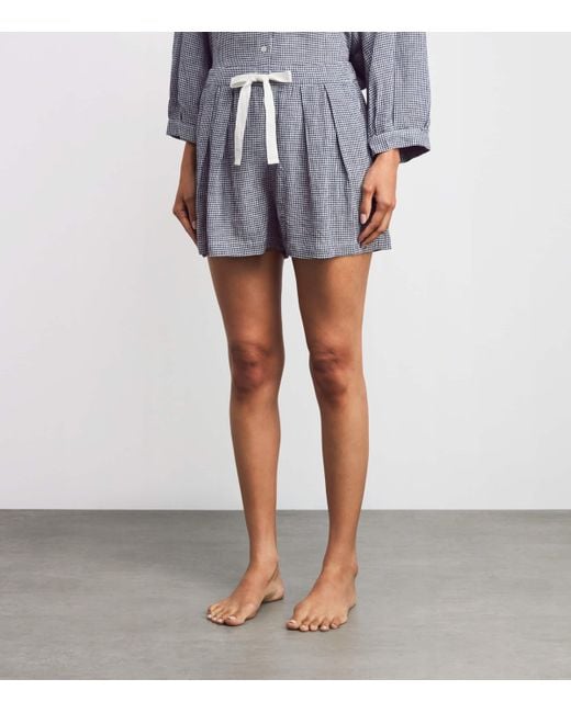 Eberjey Gray Linen-Blend Relaxed Pyjama Shorts
