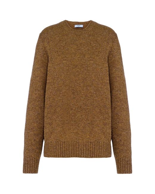 Prada Brown Wool-cashmere Crew-neck Sweater