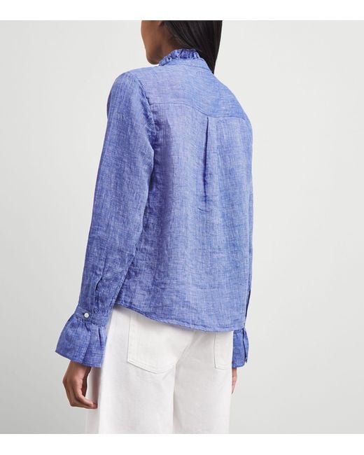With Nothing Underneath Blue Linen Kew Blouse