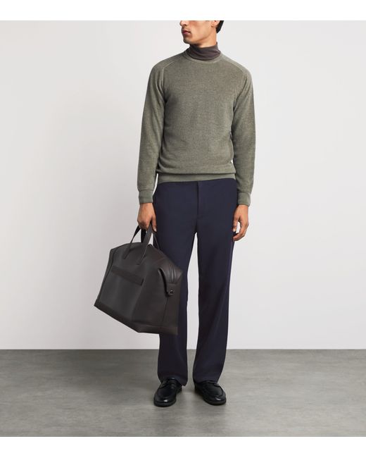 Colombo Blue Wool Drawstring Sweatpants for men