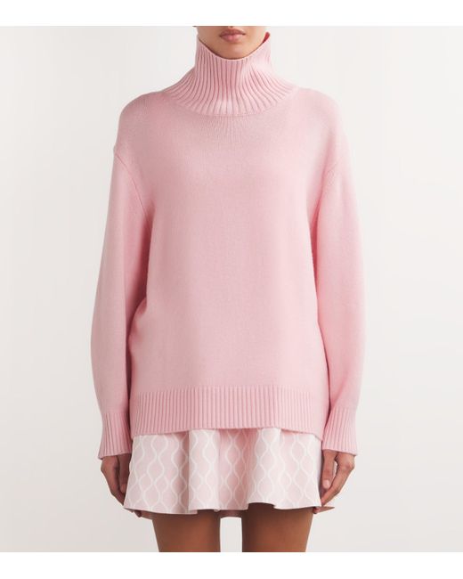 Maje Pink Wool-Blend Rollneck Sweater