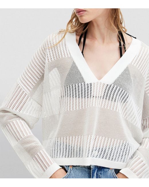 AllSaints White Misha V-neck Sweater