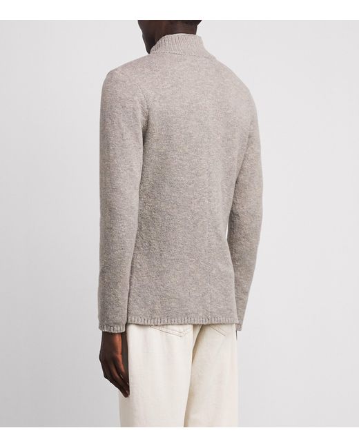 Maurizio Baldassari Gray Wool-Cotton Blend Cortina Cardigan for men