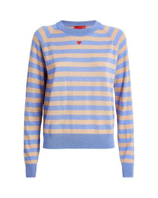 MAX&Co. Blue Wool Crew-neck Striped Sweater