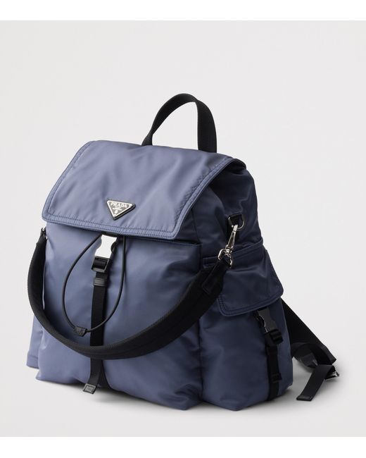 Prada Blue Large Re-Nylon-Leather Explore Backpack for men