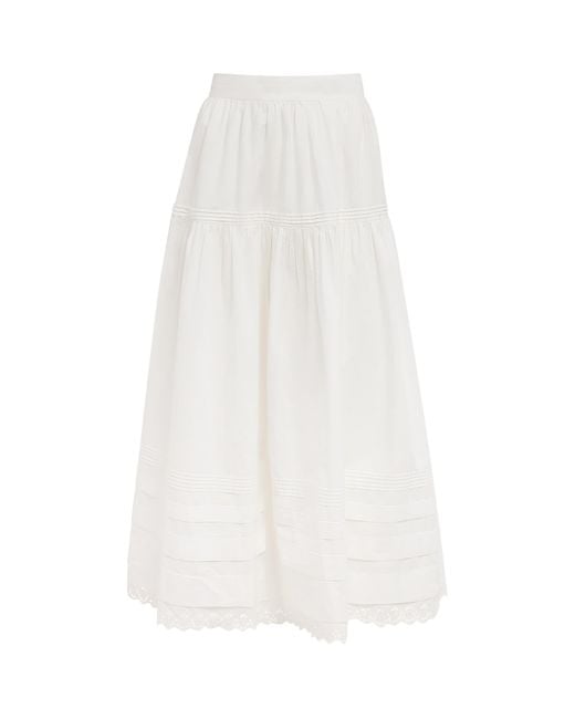 Doen White Organic Cotton Sebastiane Midi Skirt