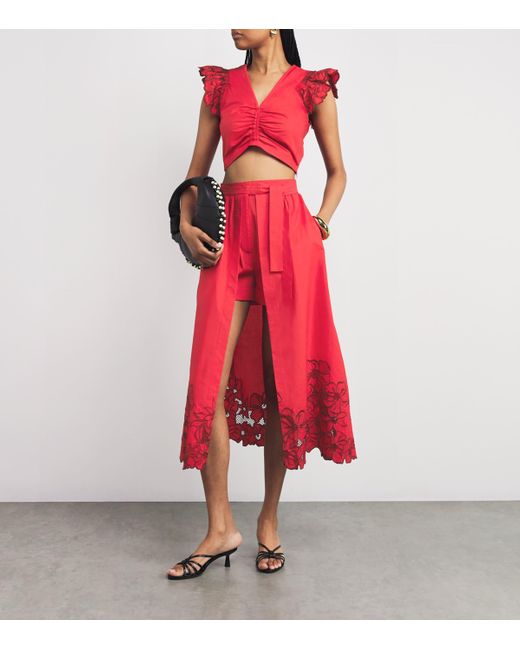 Sandro Embroidered Crop Top