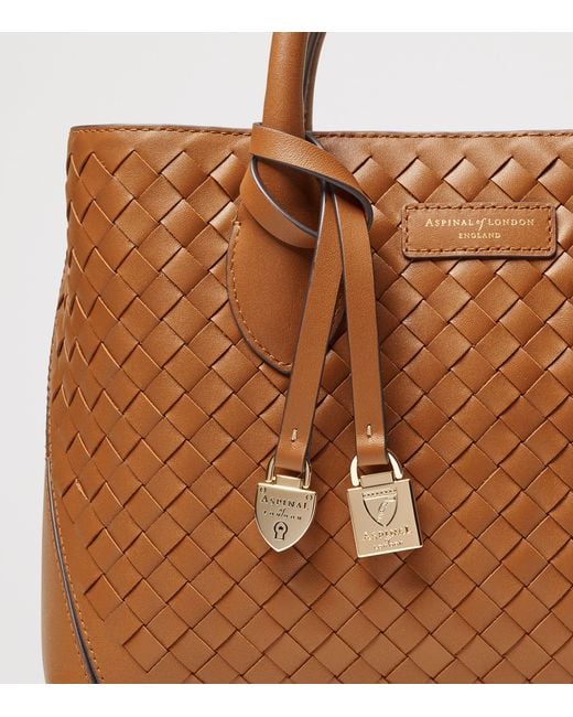 Aspinal Brown Midi Leather London Tote Bag