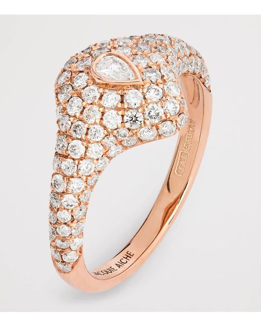 Jacquie Aiche White And Diamond Teardrop Signet Ring