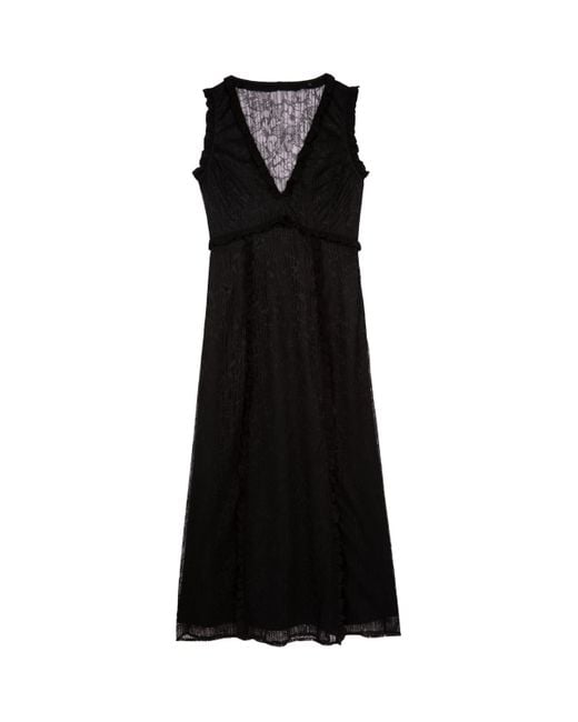 The Kooples Black Ruffle Midi Dress