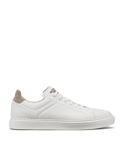 Brunello Cucinelli White Calfskin Low-Top Sneakers for men