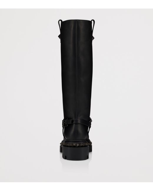 Christian Louboutin Black Marinetta Pyraclou Leather Knee-High Boots