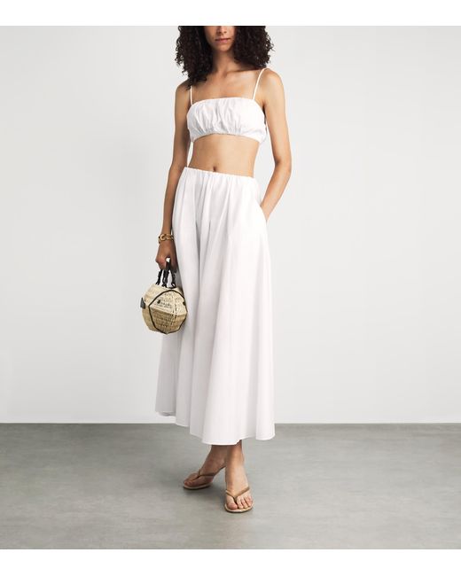 Staud White Stretch-Cotton Fiore Crop Top