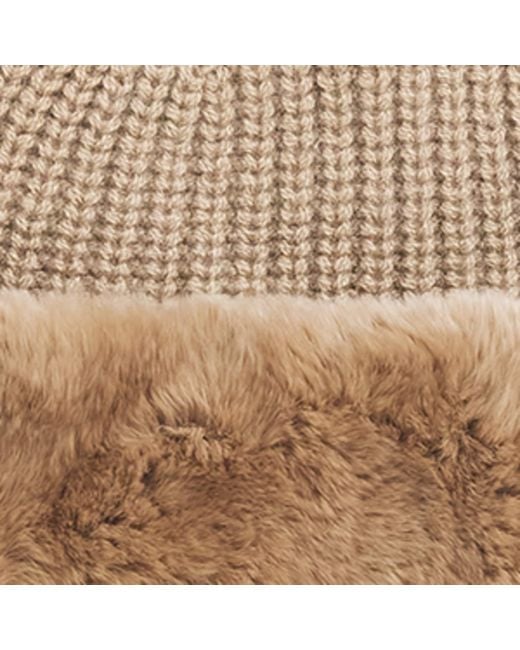 Yves Salomon Brown Wool-Cashmere Rabbit Fur Trim Beanie