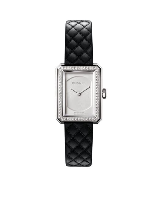Chanel White Small Steel And Diamond Boy·Friend Watch
