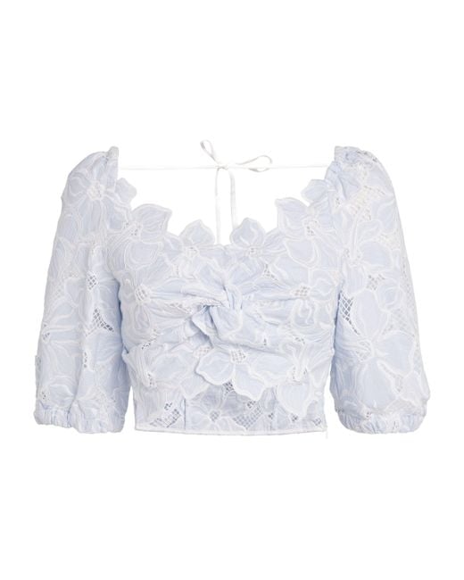 Sandro Blue Broderie Anglaise Crop Top